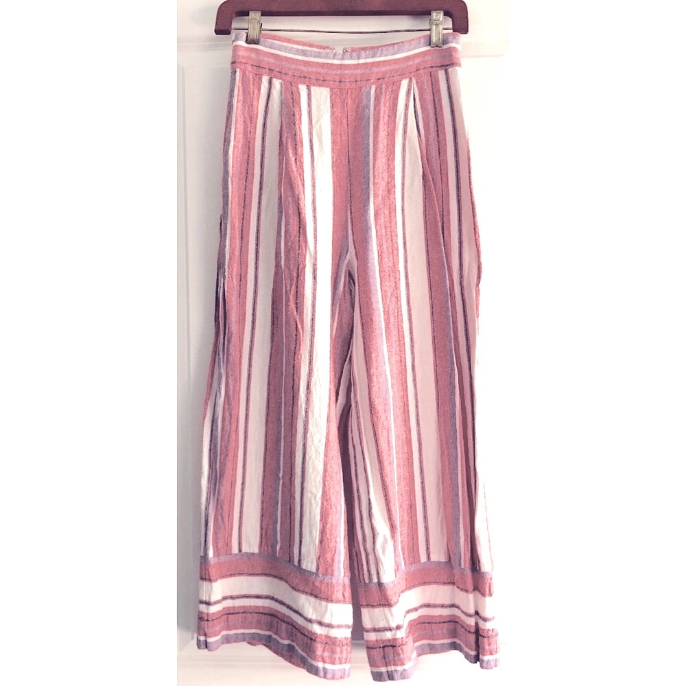 F21 Striped Linen Culottes Crop Pants Forever 21